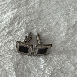 Elegant Silver and Black Cufflinks